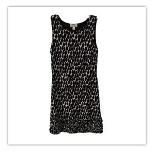 Sweet Storm ruffled hem black & white midi dress